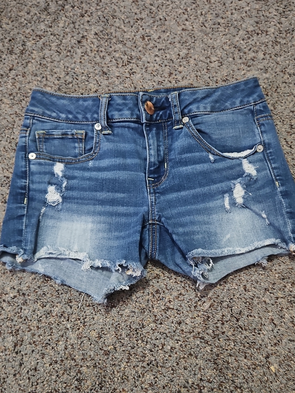 American Eagle Outfitters Distressed Blue Denim Shorts